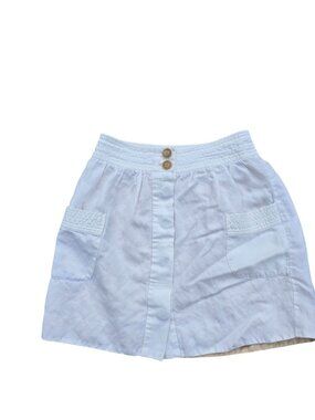 J.Crew Womens White Mini Skirt Size 4 Button Front Linen & Lyocell Blend Pockets